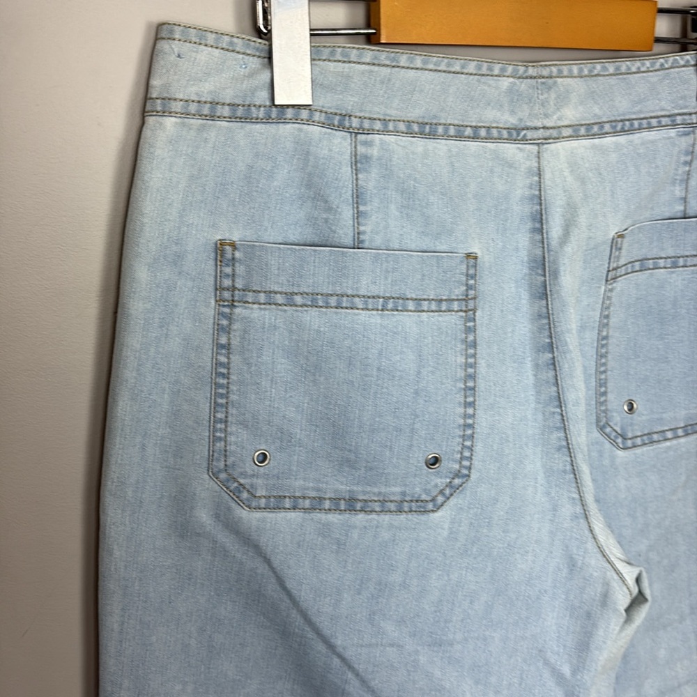 b.u.m equipment Wide Leg Sailor 70's Jean Capri's Light Blue Wash Missy 14 - Picture 4 of 9